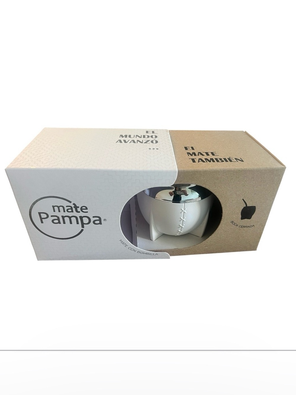 Mate Pampa Stainless Steel With Straw,Top Yerba Mate Gourd in White